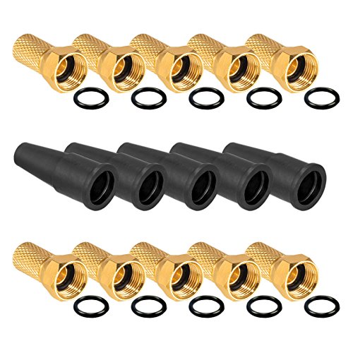 HB-DIGITAL 10x F-connecteur 7mm écrou large Plaqué or + 5x Oeillets en Caoutchouc HQ pour Câble d'antenne Coaxial Câble Sat Systèmes BK Cover