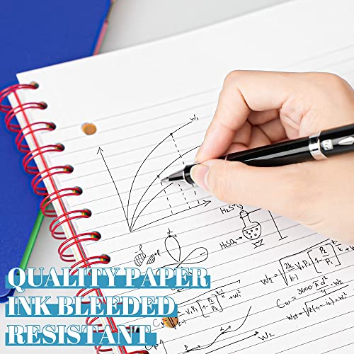 Mowee Spiral Notebook - 5 Subject Notebook, College Ruled Notebook 3-Hole Punched With Dividers, Storage Pockets, 11" Ruler, 200 Pages, For Writing Journal, Home &Office, School Supplies, 8.1''X11.7''（Black） #TOP6