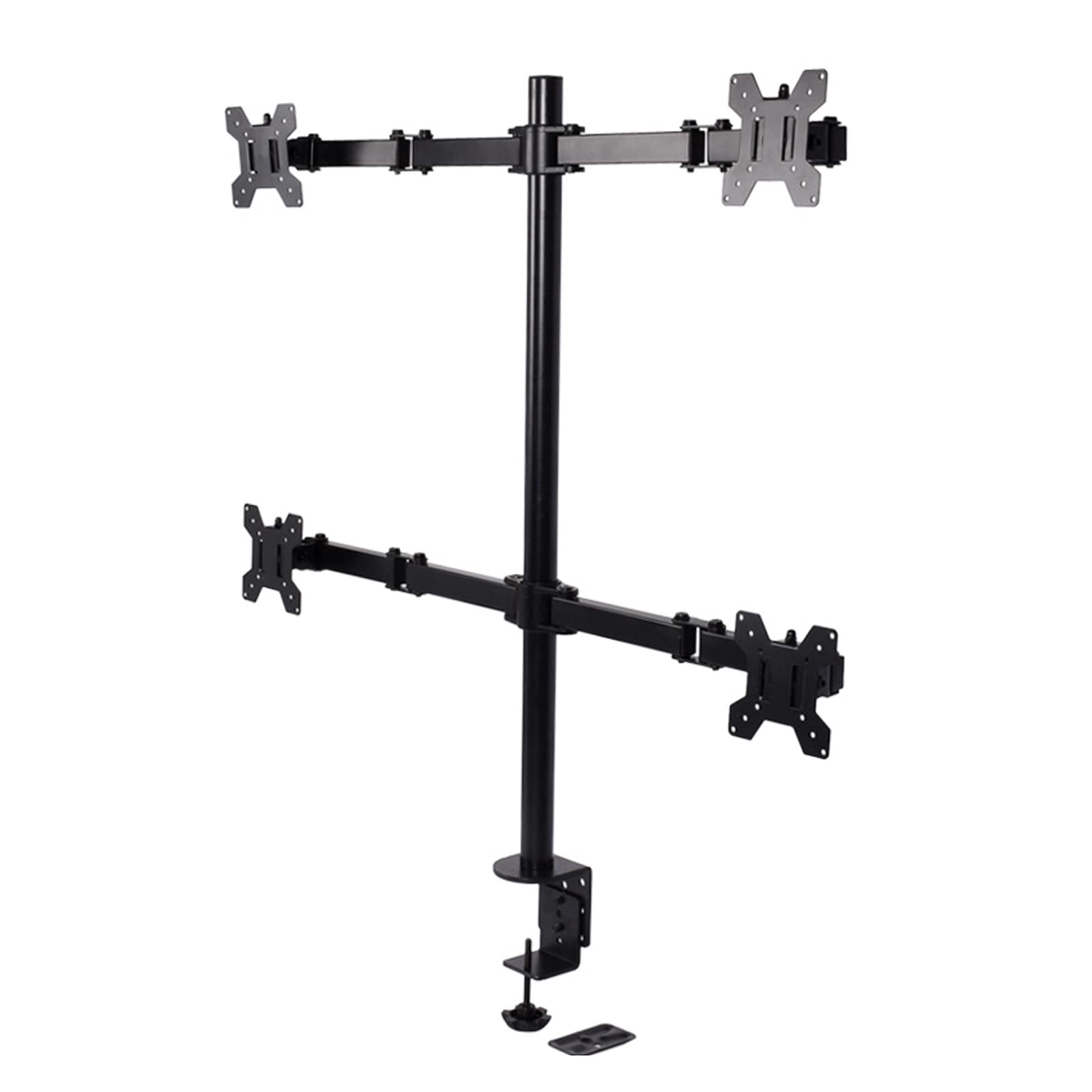 Soporte de monitor para 4 monitores, altura ajustable, inclinación de pantalla, rotación de 360 grados, altura de pantalla para monitor de 17 a 32 pulgadas, acero + aluminio, 9 kg por brazo