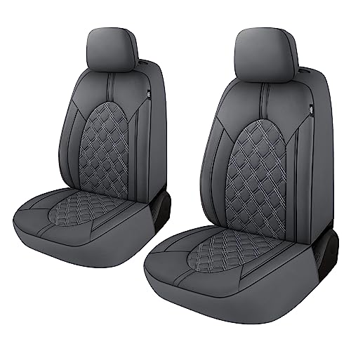 Image of YGL Luxury PU Leather Car Seat Covers Front Set, Non-Slip Seat Cover Protectors, Universal Fit for Cars, Trucks, SUVs, Vans, Pickups, Airbag Compatible, Seat Covers for Car Interior (Gray)