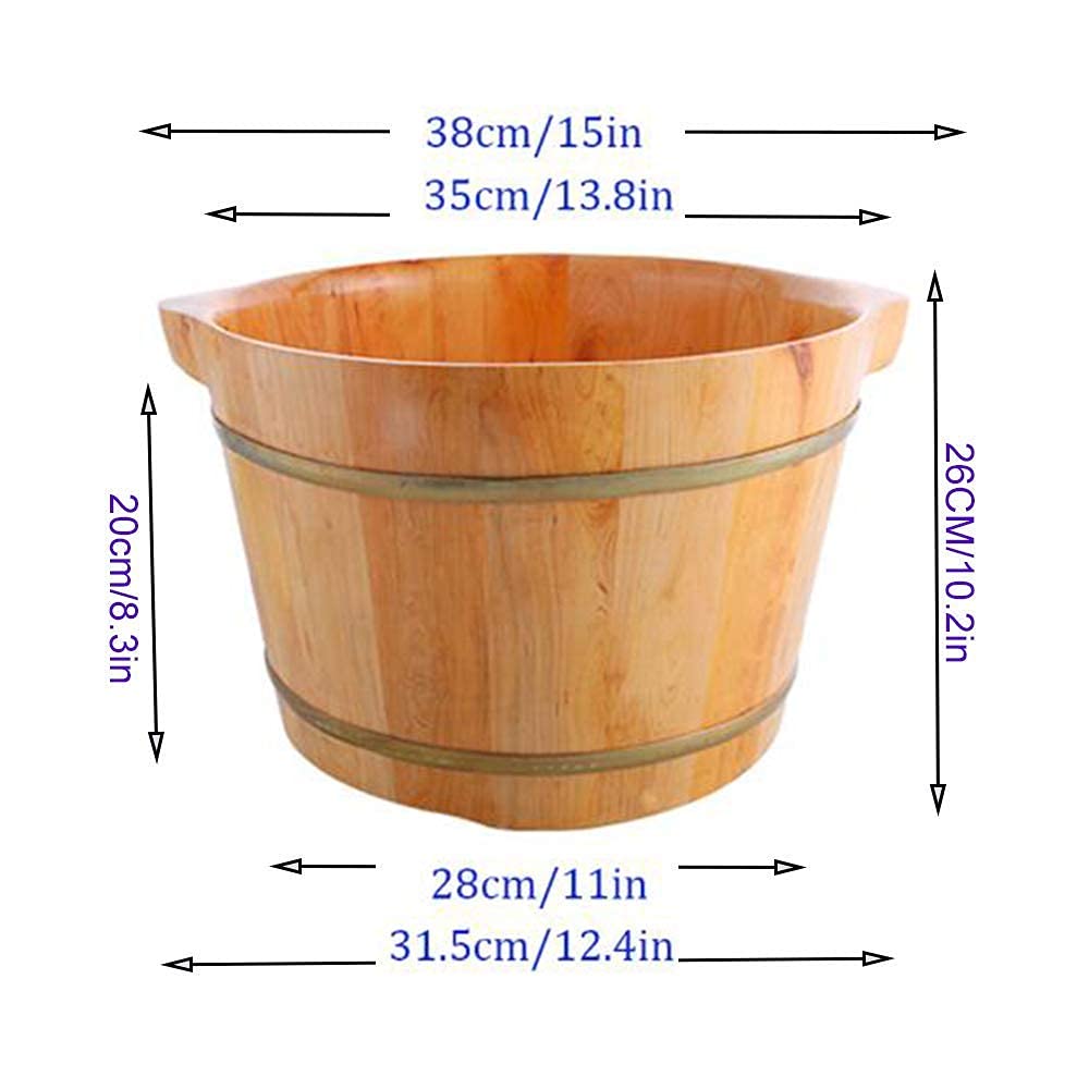 Natürlicher Holz-Fußbadeimer, elektrisches Fußmassagegerät, tragbar, binaural, Fußbadeschüssel, mit Deckel mit Massagegerät, Pediküre-Wanne, Spa-Massage-Fußeimer, ältere Menschen, Kinder, Badezimmer,