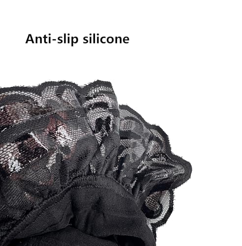 Women's Plus Size Nylon Thigh High Sheer Stockings Sexy Lace Top Silicone Stay Up Pantyhose4