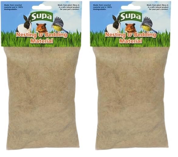 Supa Natural Bedding & Nesting Material For Birds & Small Animals, Environmentally Friendly Jute Fibre. Makes A Warm Cosy And Safe Nest (Pack of 2)