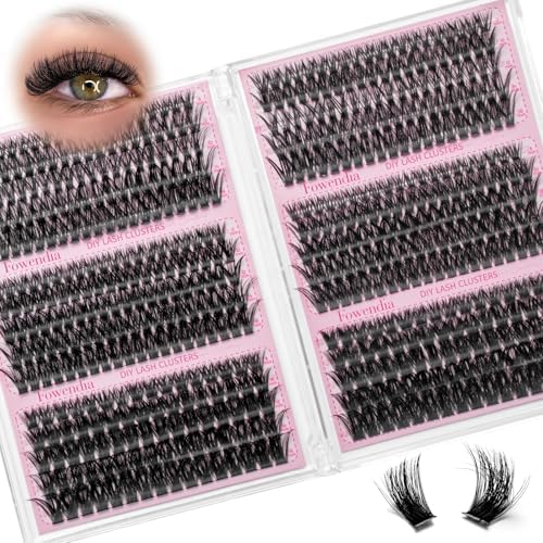 Fowendia Lash Clusters 60D 80D 100D Volume Cluster Lashes 560PCS Fluffy Lash Extensions D Curl Eyelashes Individual Lashes Natural Look DIY Eyelash Extensions(FSMD02)