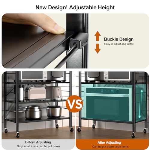 5 Tier Foldable Storage Shelves, Expandable Folding Shelving Units with Wheels, Changeable into 2 Shelf Units, Collapsible Adjustable Storage Rack Metal Shelves for Storage, Pantry, Garage, Kitchen - Image 5