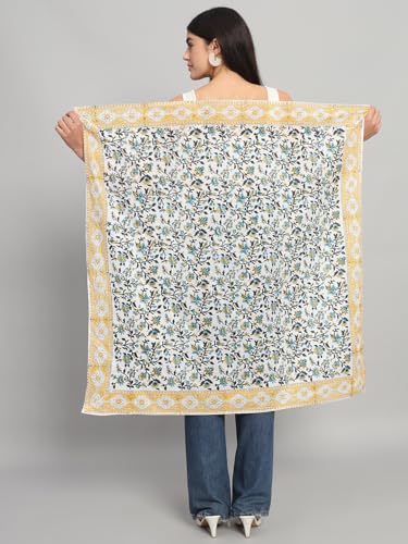 Image of Ravaiyaa - Attitude is everything Sanganer Hand Block Printed Scarves Pure Cotton Scarf Square Hijab Dupatta 40 inch X 40 inch Inch