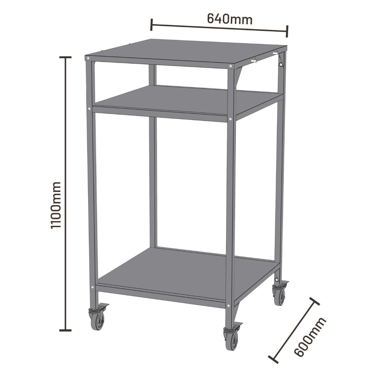 cozze® Hoher Outdoor Küchentisch für den Außenbereich, z. B. für einen Pizzaofen | T60 cm, H110 cm, offen, schwarz