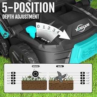 16-Inch 2-in-1 Electric Dethatcher and Scarifier, Lawn Tool with 12-Gallon Thatch Collection Bag, 5-Position Depth Adjustment, Foldable Design