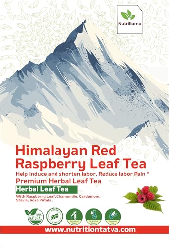 Image of Nutrillama Himalayan Red Raspberry Leaf Tea | Natural Red Raspberry Leaf Herbs Supports uterine tone and women's reproductive wellness 60gm| one month pack