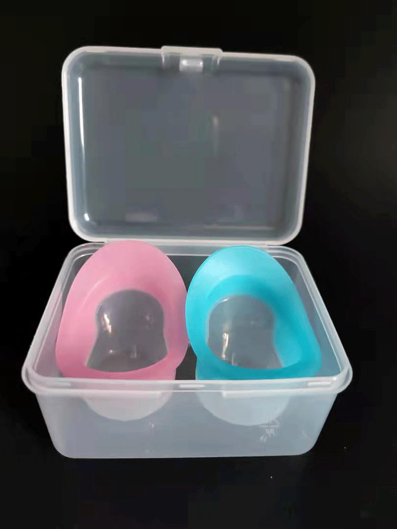 1 Set Blue and Pink Eye Wash Cup Eye Wash Kit Bath Kit Silicone Eyelash Lid Care for Tired Dry Eyes Effective Eye Cleaner Solution with Storage