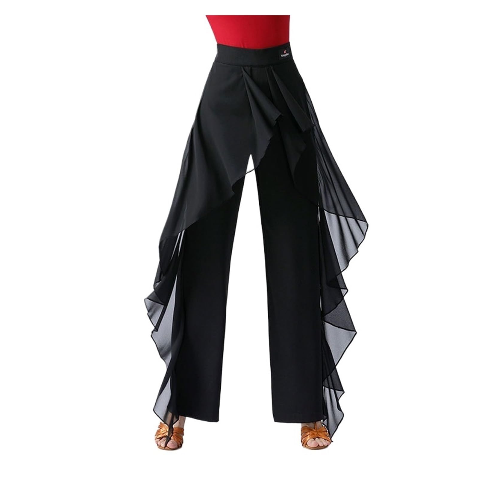 Pantalone Donna Elegante Pantaloni da Ballo Latino for Donna, Moderno, a Vita Alta, con Volant, Sala, Tango, for esibizioni e Prove