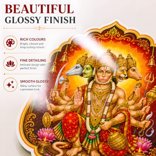 Image of REGALOCASILA Panchmukhi Hanuman For Main Door Entrance 3.8 Inch Hanuman Ji Vastu Dosh Sticker For Home Office Main Door Decor Vastu Remedy For South & South-West Facing Homes Self Adhesive Wall Decor
