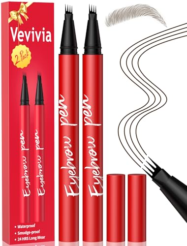 Vevivia Beauty Eyebrow Pencils for Women - Eyebrow Pen 2 Pack, Precise 4-Tip Brow Pencil for...