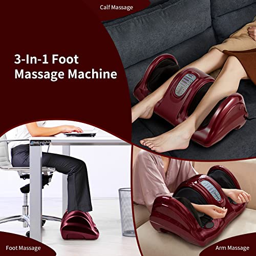 Image of Giantex Shiatsu Foot Massager Machine, Deep Kneading Rolling Massage for Feet, Leg Calf Ankle, Electric Massager w /Remote, 4 Massage Modes, Burgundy
