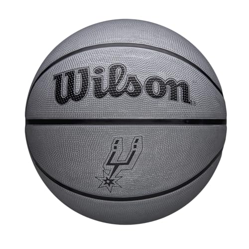 Wilson NBA Team Tribute Solid Basketball, Mit Pro-Nähten, Luftstabilität und Performance-Außenhülle, Für das Spiel im Freien, Material für alle Oberflächen, Team: Los Angeles Lakers, Gelb, Größe 5