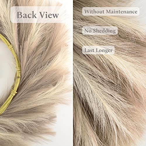 Perfnique Pampas Grass Wreath, 27'' Faux Pampas Wreath For Front Door thumb #5