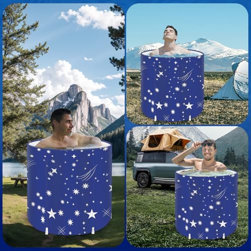 Tragbare faltbare Badewanne, separates Familienbadezimmer, SPA-Wanne, Einweichen, Stehbadewanne für Duschkabine, effiziente Temperaturaufrechterhaltung, ideal für heißes Bad, Eisbad (Blau 41)