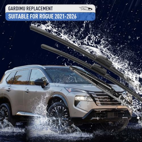 Image of Front and Rear Windshield Wiper Blades for Nissan Rogue 2021-2026 | Quiet and Streak-Free Front and Back Wiper Blades Assembly All-Season OEM Automotive Replacement