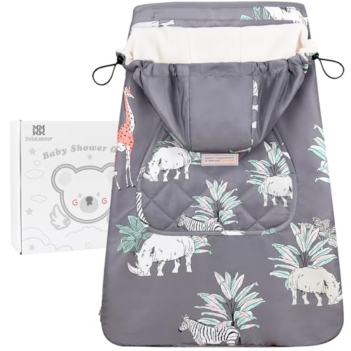 Bebear Funda de invierno para portabebés, cálida, universal, con capucha, para todas las estaciones (impresa)