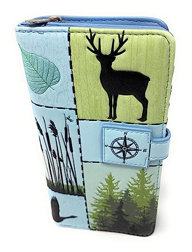 Shag Wear Wild Life Moose Polar Bear Wolf Canadian Geese Large Animal Wallet for Women and Teen Girls Vegan Faux Leather 7