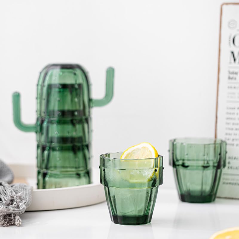 Set de 4 vasos cactus verde 8 pulgadas artesanal miniatura 4