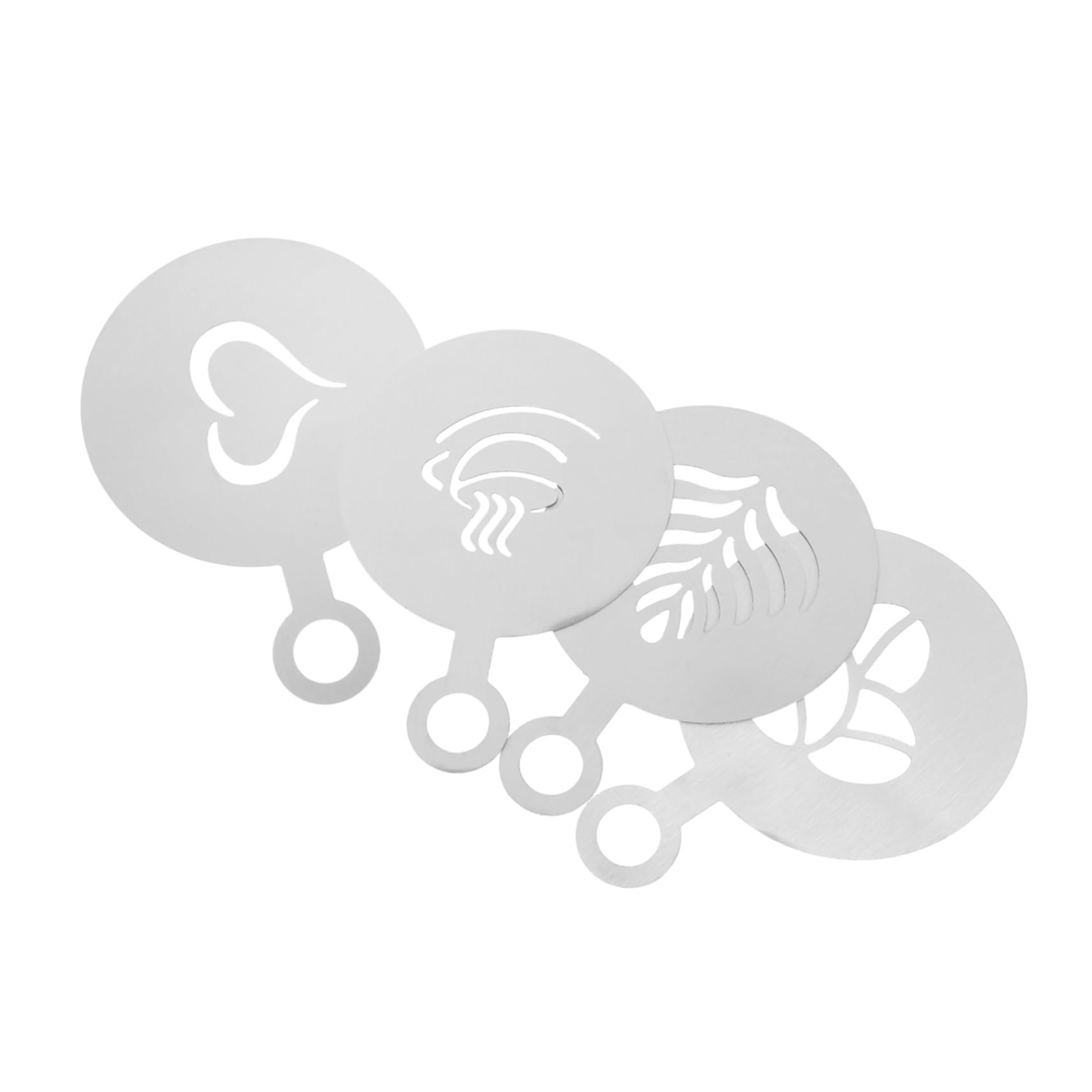 Cabilock 4pcs Stainless Steel Latte Art Stencils for Coffee Cappuccino Hot Chocolate Templates for Decorating Drinks Cookies Easy to Use for Beginners Professionals