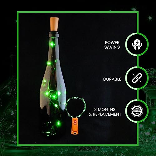 Image of Lexton Cork Light | Bottle Light | Green Copper String Light | Cork String Light | 8 Pieces | for Valentine's Day, Room decor, Birthdays, Party,Diwali