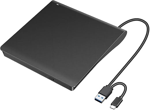 External CD/DVD Drive for Laptop, HYRIPE Ultra Slim USB 3.0 Type-C DVD Player Portable CD +/-RW Disk Drive CD ROM Burner Reader Compatible with…