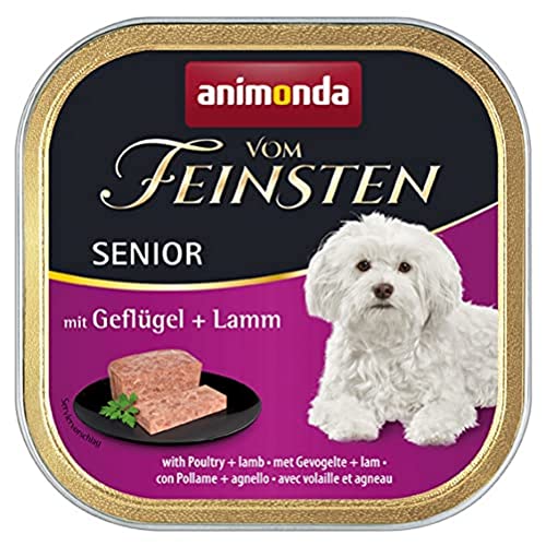 animonda Vom Feinsten Senior cibo per cani, alimento umido per cani più anziani a partire da 7 anni, con pollame + agnello, 22 x 150 g
