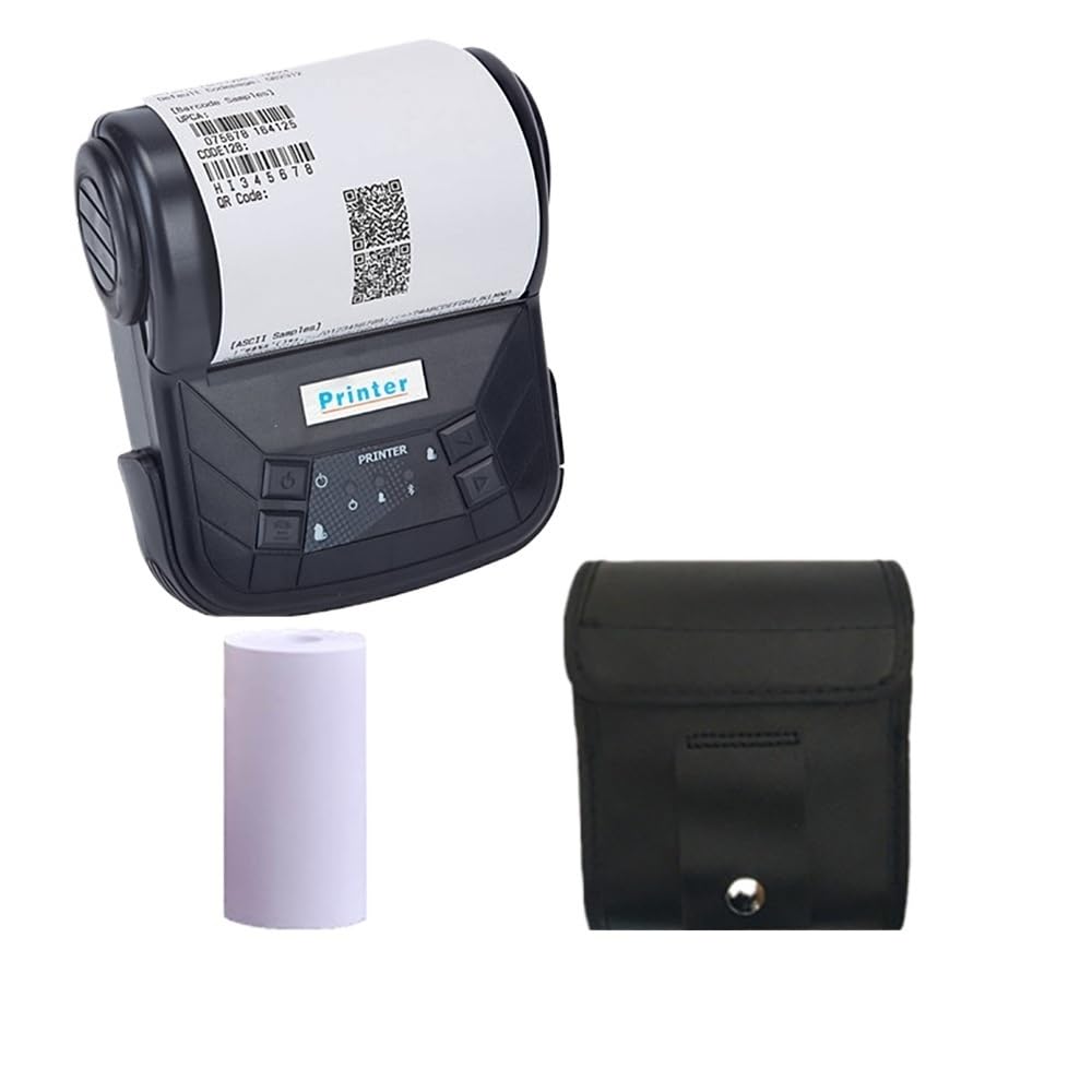 Imprimante Portable, Mini imprimante Thermique Portable POS Bluetooth for factures 80 mm(Zwart)