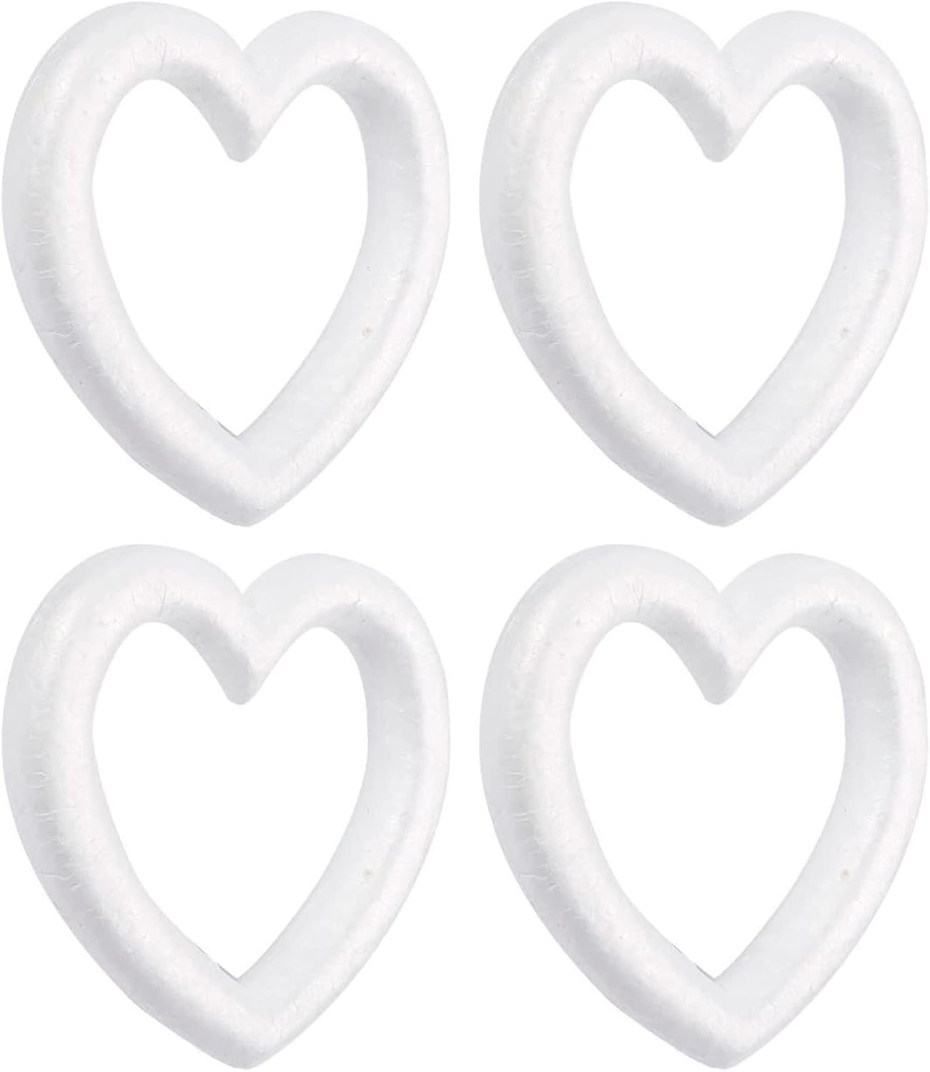Juvale White Foam Heart Wreath Forms for Crafts, DIY Hearts for Wedding, Valentine's Decorations (10 in, 4 Pack)