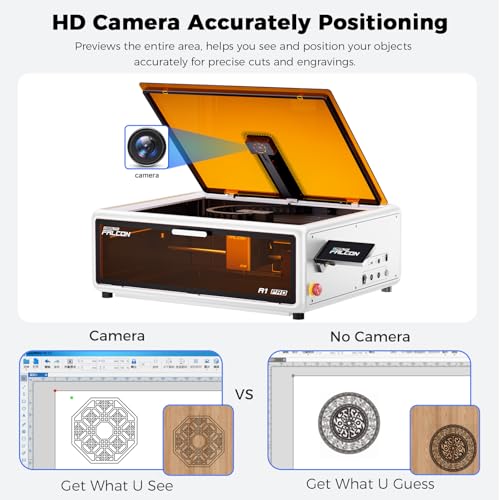 Image of Creality Falcon A1 Pro 20W Laser Engraver with Air Assist, HD Smart Camera for Auto Focus, APP Control, Class 1 Safety Enclosed Engraving Machine for Wood and Metal, Acrylic(White)