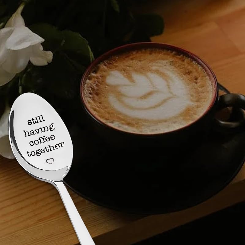 "Enjoy Your Coffee My Love" Spoon Set - Stainless Steel Couple Spoons For Coffee Lovers (Fun Gift For Him/Her)