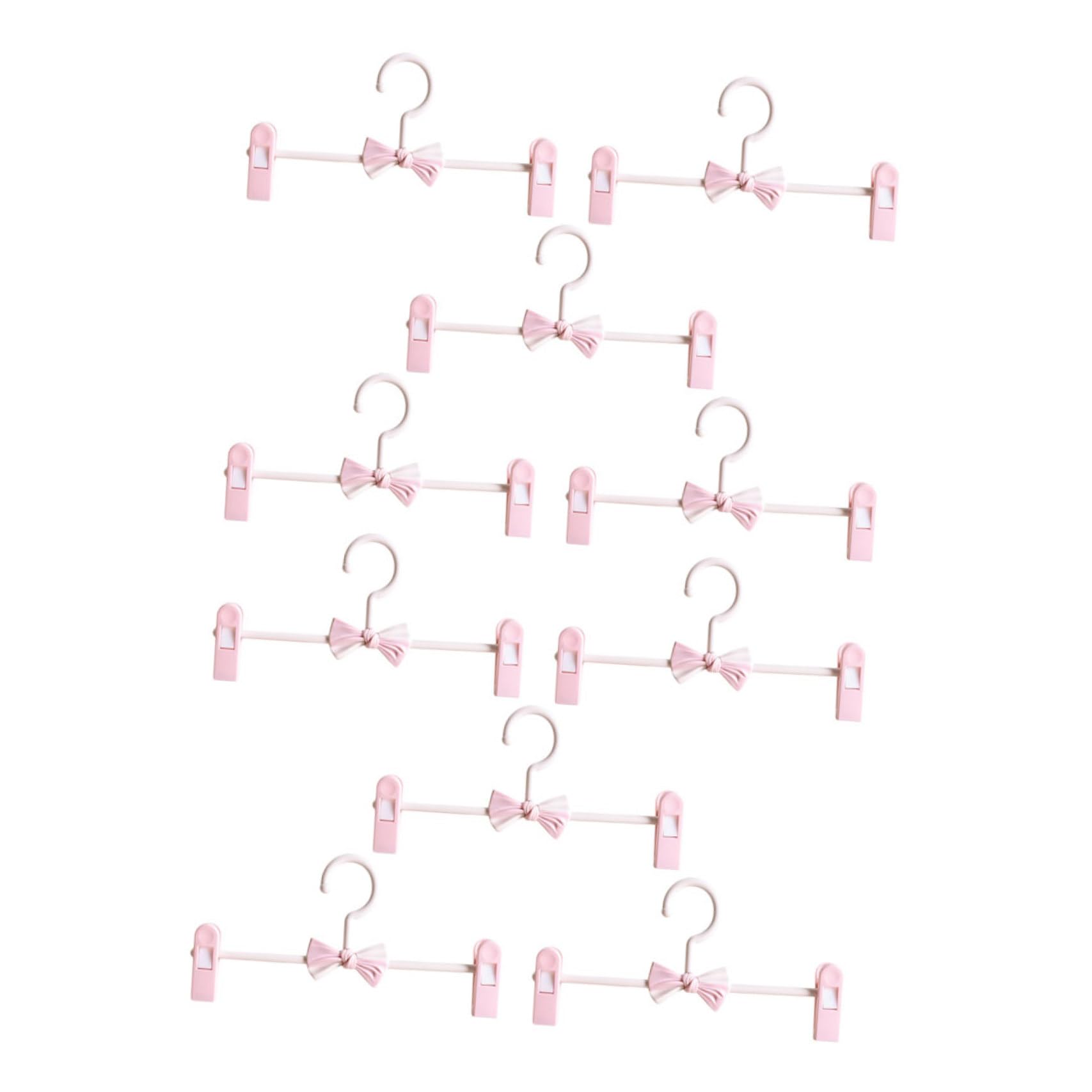 Cintres à pinces réglables lot de 10 en plastique rose pour jupes et pantalons
