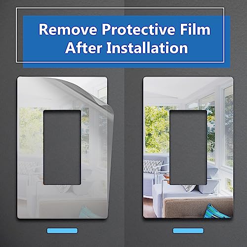 Image of LIDER Decorator Wall Plate, Impact Resistant, Plexiglass, Reflective Finish, Modern Upgrade, Screwless Light Switch /Outlet Cover, Mid-Size 1-Gang 4.88 inch x 3.11 inch, Acrylic, Mirror Glass Silver, 1-Pack