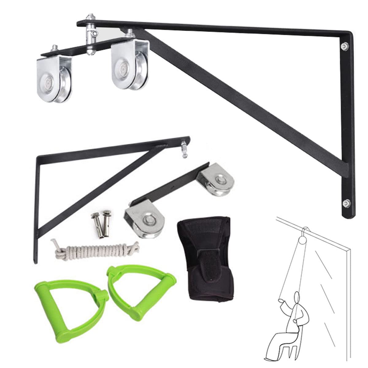 Polea De Hombro con Soporte De Puerta, Polea De Ejercicio Doble para Rehabilitación De Hombros, La Polea De Metal Es Más Fuerte, para Entrenamiento De Espalda Y Ejercicio De Brazos,A