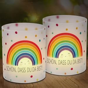 Bluelves 12er Windlicht Regenbogen Tischdeko Laterne