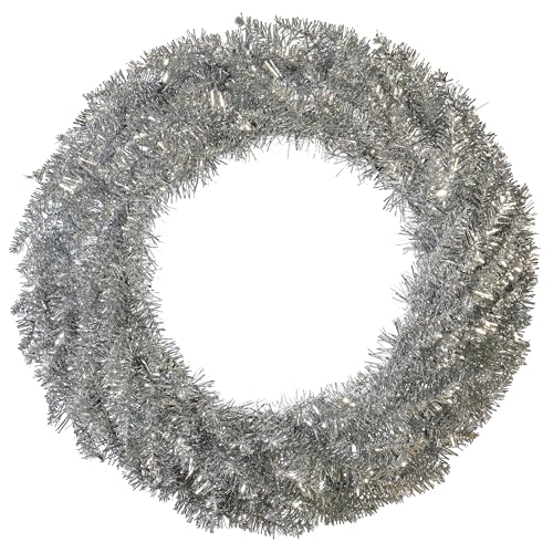 Vickerman 24' Silver Artificial Christmas Wreath, Unlit - Faux Christmas Wreath - Indoor Seasonal Home Decor