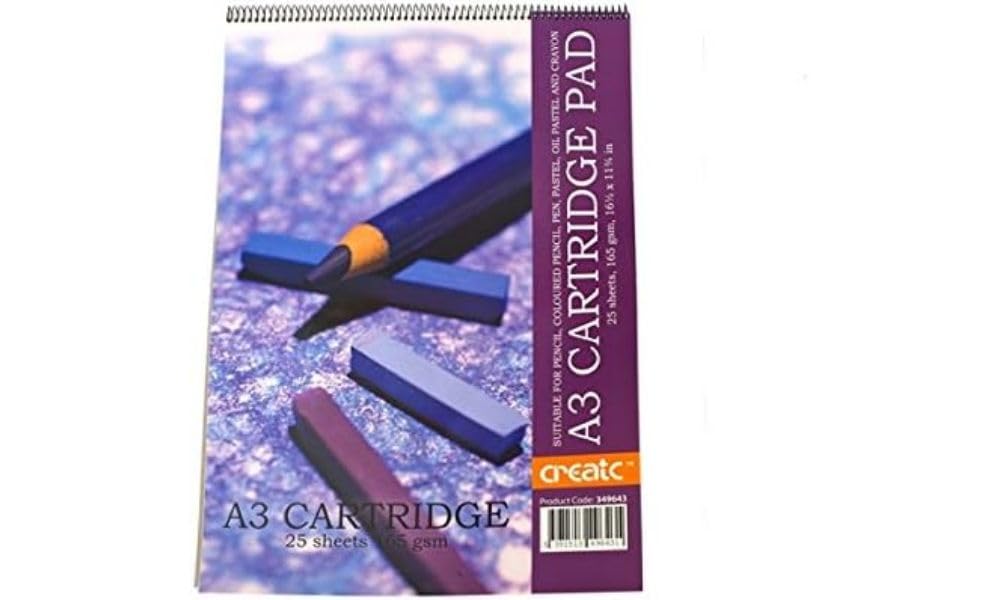 Create Spiral A3 Cartridge Pad, 165gsm Mixed Media Art, Sketching & Drawing Pad, Suitable for Pencil Pen, Crayon & Pastels
