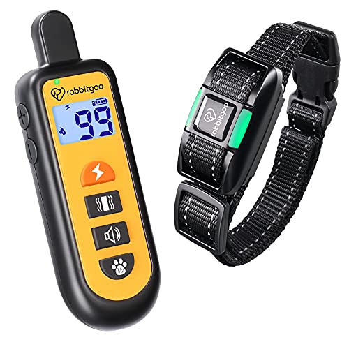 rabbitgoo Dog Shock Collar, Dog Training Collar with Remote, 3 Modes Beep/Vibration/Shock, Rechargeable Waterproof Shock Collar for Dogs, Adjustable Levels for Large Breeds Medium Small Dogs, Yellow