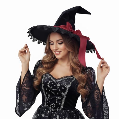 Chapeau de sorcière rouge d'Halloween pour être la reine de la soirée costumée gothique