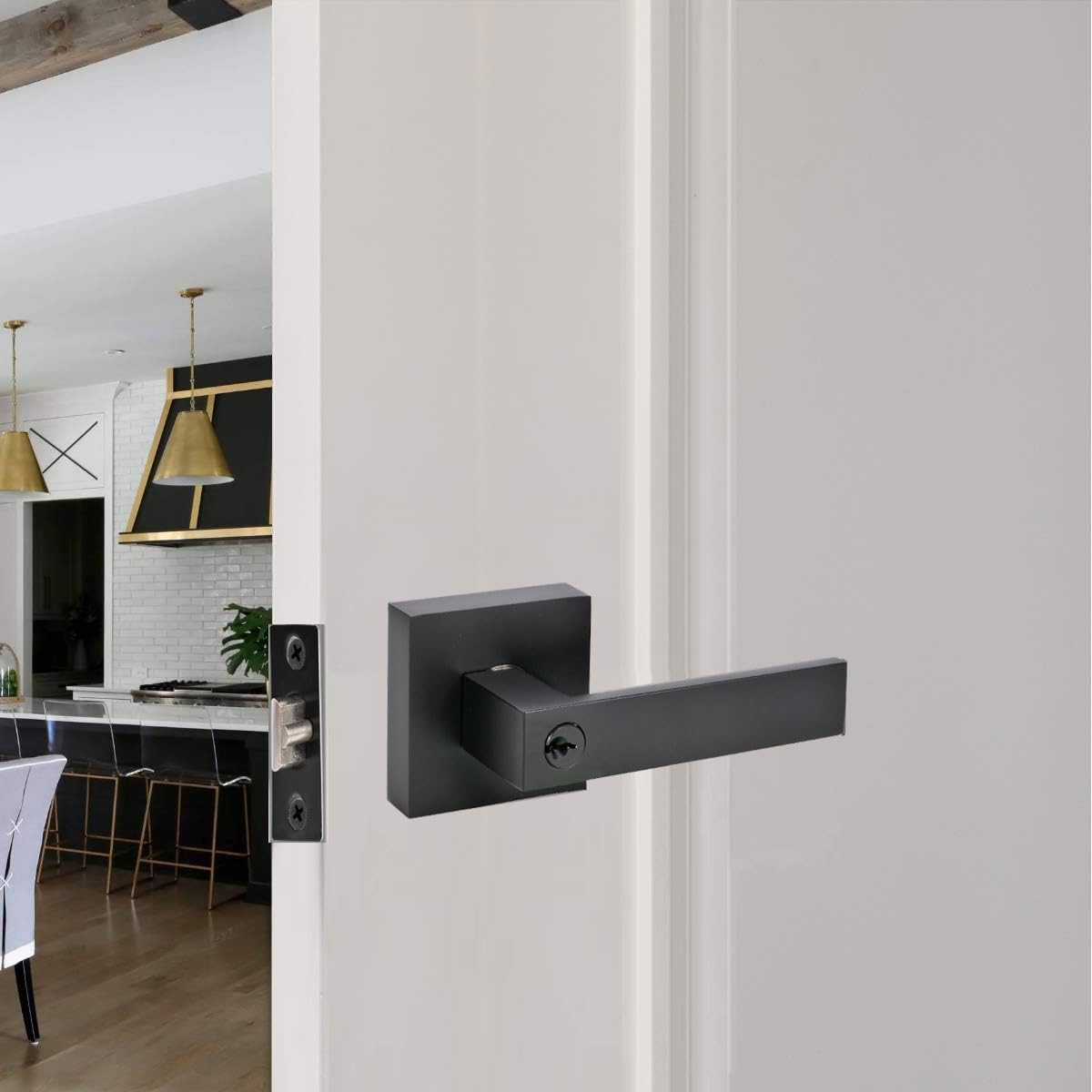 High-Security Stainless Steel Round Ball Door Handle with Lock & Key,Door Lever for Front Door, Bedroom, and Interior, Easy Installation(Black)
