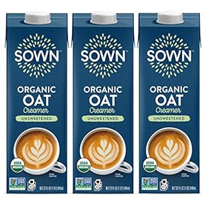 SOWN Organic Oat Creamer Unsweetened – Barista Oat Milk Non Dairy Coffee Creamer – Plant Based, Dairy-Free, Vegan, 0g Added Sugar, Gluten-Free, Non-GMO, Shelf Stable – 32oz (Pack of 3)
