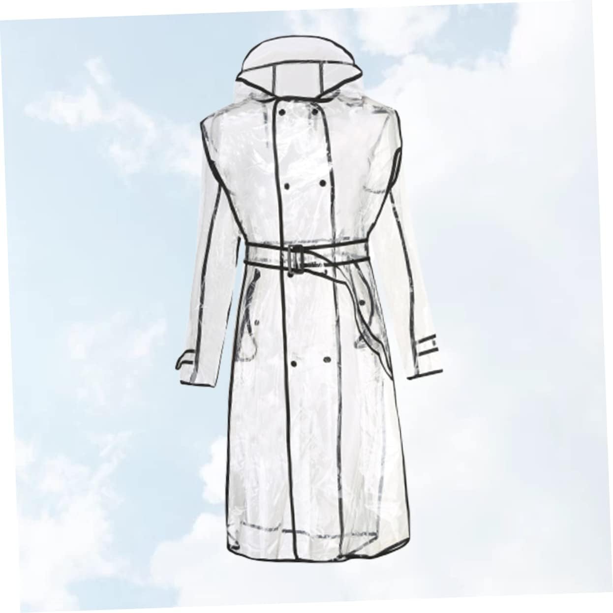 Hooded Raincoat Belt for Women Lightweight Mid-long Raincoat Fashionable Xl