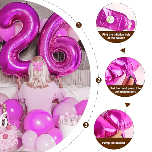 Image of Number Balloons 5 Balloon Hot Pink for 5th Birthday Party Decoration, 40 in | Saturated Color, Large 40 in, With Straw & Hanging Hole, For Back-to-School Season, Wedding, Christmas, New Year, Anniversary