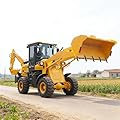 Robust Mini Backhoe Loader with Powerful Front End Loader and Hydraulic Backhoe, Compact Wheel Digger for Landscaping Projects, Farm Tractor Operations, Trenching