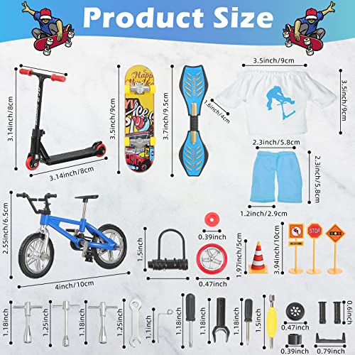 55 Pcs Mini Finger Toys Finger Skateboards Finger Bikes Finger Scooter Finger Pants Mini Swing Board Bicycle Lock Finger Replacement Wheels Tools Traffic Signs For Movement Party Favors Accessories #TOP1