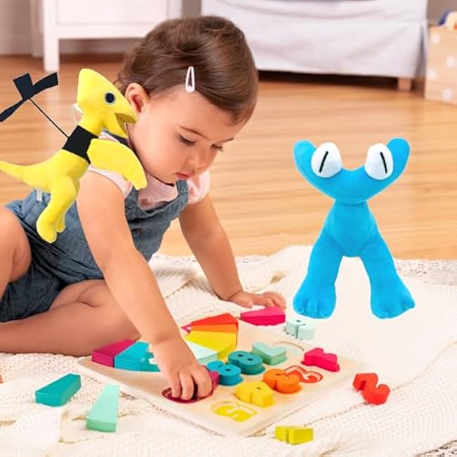 AXEDAES 2 PCS Rainbow Plush Toys, Funny Soft Cute Stuffed Animal Plush Toys, Yellow Friends and Cyan Friends Stuffed Animal, Kids Game Fans Birthday Party Favor Preferred Gift.