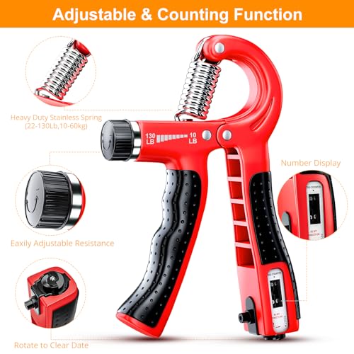 ALMAH Handtrainer Fingertrainer 5-Pack, Unterarmtrainer Griffkraft Trainer Set, Verstellbarer Grip Trainer, Finger Trainingsgerät, Fingerstrecker, Trainingsring und Stressabbau-Griffkugel