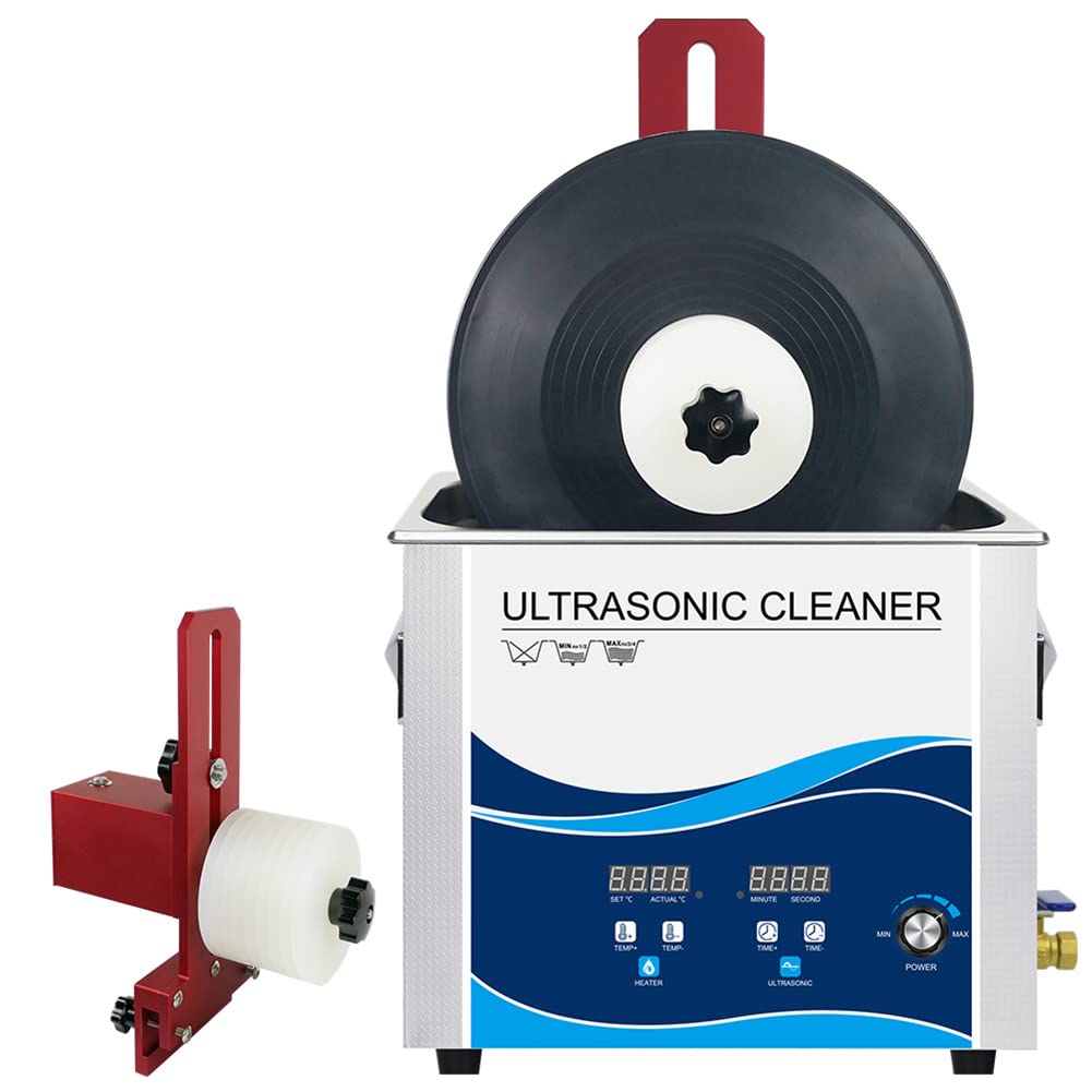 Pulitore a ultrasuoni per Dischi in Vinile da 6,5 Litri, Sistema di Pulizia per Dischi in Vinile riscaldato a Potenza Regolabile con degasaggio, Temperatura e Tempo Regolabili, per Dischi LP